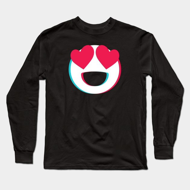 TikTok lovely eyes heart emoji smiley White Long Sleeve T-Shirt by ThingyDilly